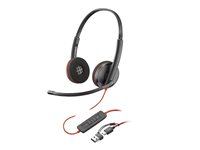 Poly Blackwire 3220 - Blackwire 3200 Series - headset - på øret - kablet - USB-C - sort - Certified for Skype for Business, Cisco Jabber Certified, Avaya Certified, UC-certificeret 8X2J9A6