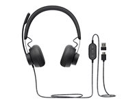 Logitech Zone Wired MSFT Teams - Headset - på øret - kablet - USB-C - grafit - Certified for Microsoft Teams 981-000870