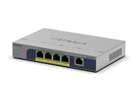 NETGEAR GS105PP - Switch - ikke administreret - 1 x 10/100/1000 + 4 x 10/100/1000 (PoE+) - desktop, væg-monterbar - PoE+ (83 W) GS105PP-300EUS