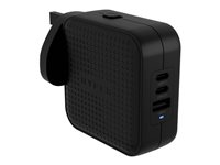 Targus HyperJuice - Strømforsyningsadapter - GaN - 70 Watt - QC 3.0, Power Delivery 3.0 + PPS - 3 output-stikforbindelser (USB, 2 x USB-C) - sort HJ1003BKWWGL