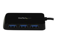 StarTech.com 4-Port USB 3.0 SuperSpeed Hub - Portable Mini Multiport USB Travel Dock - USB Extender Black for Business PC/Mac, laptops (ST4300MINU3B) - Hub - 4 x SuperSpeed USB 3.0 - desktop - for P/N: FCREADMICRO3, MSDREADU3CA, USB3S2ESATA3 ST4300MINU3B