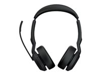 Jabra Evolve2 55 MS Stereo - Headset - på øret - Bluetooth - trådløs - aktiv støjfjerning - USB-A - sort - Zoom Certified, Certified for Microsoft Teams, Cisco Webex Certified, Optimeret til UC, Alcatel-Lucent Certified, Avaya Certified, Unify Certified, MFi Certified, Google Meet Certified, Amazon Chime Certified, Google Fast Pair Certified 25599-999-999