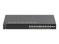 NETGEAR AV Line M4350-24X4V - Switch - L3 - Administreret - 24 x 100/1000/2.5G/5G/10GBase-T (PoE+) + 4 x 1/10/25 Gigabit SFP28 - front til ryg-luftstrøm - monterbar på stativ - PoE+ (576 W) XSM4328CV-100NES