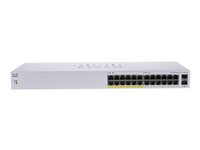 Cisco Business 110 Series 110-24PP - Switch - ikke administreret - 12 x 10/100/1000 (PoE) + 12 x 10/100/1000 + 2 x combo Gigabit SFP - monterbar på stativ, desktop, væg-monterbar - PoE (100 W) CBS110-24PP-EU