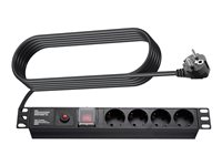 Vision - Strømfordelingsenhed - AC 230 V - input: power CEE 7/7 - output-stikforbindelser: 4 (power CEE 7/3) - 1.8 m ledning - Europa - sort TC-PSTRP4EU