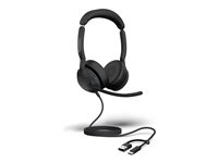 Jabra Evolve2 50 MS Stereo - Headset - på øret - trådløs, kablet - aktiv støjfjerning - USB-C, USB-A - Certified for Microsoft Teams 25089-999-799