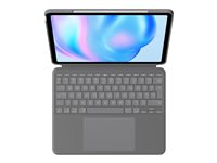Logitech Combo Touch - Tastatur og folio-kasse - med trackpad - bagbelyst - Apple Smart connector - QWERTY - US International - oxford-grå - for Apple 11-inch iPad Air M2 Wi-Fi, M2 Wi-Fi + Cellular, M3 Wi-Fi, M3 Wi-Fi + Cellular 920-012636