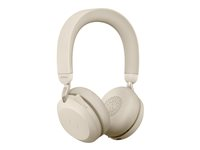 Jabra Evolve2 75 - Headset - på øret - Bluetooth - trådløs - aktiv støjfjerning - USB-A - støjisolerende - beige - Optimeret til UC 27599-989-998
