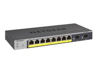 NETGEAR Smart GS110TPv3 - Switch - smart - 8 x 10/100/1000 (PoE) + 2 x SFP - desktop, væg-monterbar - PoE+ (55 W) - DC strøm GS110TP-300EUS