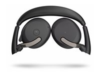 Jabra Evolve2 65 Flex MS Stereo - Headset - på øret - Bluetooth - trådløs - aktiv støjfjerning - USB-A - sort - med trådløs opladningsblok - Certified for Microsoft Teams 26699-999-989