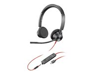 Poly Blackwire 3325 - Blackwire 3300 series - headset - på øret - kablet - 3,5 mm jackstik, USB-C - sort - UC-certificeret 8X221AA