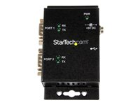 StarTech.com USB to Serial Adapter - 2 Port - Wall Mount - Din Rail Clips - Industrial - COM Port Retention - FTDI - DB9 (ICUSB2322I) - Seriel adapter - USB 2.0 - RS-232 x 2 - sort ICUSB2322I