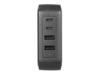 Targus - Strømforsyningsadapter - GaN - 100 Watt - PD - 4 output-stikforbindelser (2 x USB-C, 2 x 9 pin USB Type A) - sort APA109GL