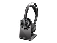 Poly Voyager Focus 2 - Headset - på øret - Bluetooth - trådløs - aktiv støjfjerning - USB-C via Bluetooth adapter - sort - Certified for Microsoft Teams, Zoom Certified 9T9J6AA#AC3