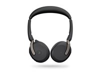 Jabra Evolve2 65 Flex MS Stereo - Headset - på øret - Bluetooth - trådløs - aktiv støjfjerning - USB-C - sort - Certified for Microsoft Teams 26699-999-899