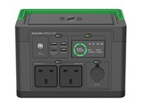 Schneider OffGrid 330 - Transportabel strømstation - LCD, 2 BS1363 stik, sinuskurve, 3 USB-A, 1 USB-C, trådløs oplader - AC 230 V - 330 Watt - Litiumion - 332 Wh - output-stikforbindelser: 2 - United Kingdom - sort, grøn PPS330-UK