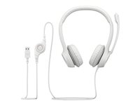 Logitech H390 - Headset - på øret - kablet - USB-A - off-white 981-001286