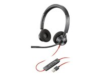 Poly Blackwire 3320 - Blackwire 3300 series - headset - på øret - kablet - USB-A - sort 76J16AA
