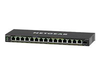 NETGEAR Plus GS316EP - Switch - Administreret - 15 x 10/100/1000 (PoE+) + 1 x SFP - desktop, væg-monterbar - PoE+ (180 W) GS316EP-100PES