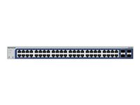 NETGEAR GS748T - V6 - switch - L3 Lite - smart - 48 x 10/100/1000 + 2 x Gigabit SFP + 2 x combo Gigabit SFP - desktop, monterbar på stativ GS748T-600EUS