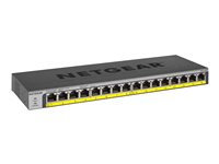 NETGEAR GS116PP - Switch - ikke administreret - 16 x 10/100/1000 (PoE+) - desktop, monterbar på stativ, væg-monterbar - PoE+ (183 W) - DC strøm GS116PP-100EUS