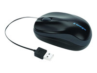 Kensington Pro Fit Retractable Mobile - Mus - optisk - 3 knapper - kablet - USB - sort K72339EU