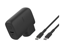 Belkin BoostCharge - Strømbank/strømadapter - 5000 mAh - 25 Watt - Fast Charge, PD 3.0 - 2 output-stikforbindelser (USB, 24 pin USB-C) - sort BPZ003BT1MBK-B6