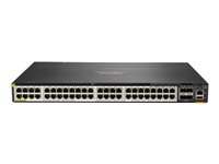 HPE Aruba 6300M - Switch - L3 - Administreret - 48 x 100/1000/2.5G/5G (PoE+) + 4 x 1 Gigabit/10 Gigabit/25 Gigabit/50 Gigabit SFP56 (uplink/stacking) - front og side til ryg - monterbar på stativ - PoE+ (2880 W) JL659A