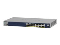 NETGEAR Smart GS728TP - Switch - L3 Lite - smart - 16 x 10/100/1000 (PoE) + 8 x 10/100/1000 (PoE+) + 4 x SFP - monterbar på stativ - PoE+ (192 W) GS728TP-300EUS