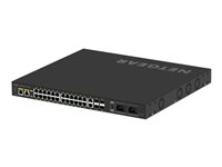 NETGEAR AV Line M4250-26G4F-PoE++ - Switch - L3 - Administreret - 24 x 10/100/1000 (PoE++) + 2 x 10/100/1000 + 4 x 1000Base-X SFP - side til side-luftstrøm - monterbar på stativ - PoE++ (1440 W) GSM4230UP-100EUS
