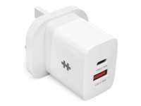 HyperJuice - Strømforsyningsadapter - 3.1 A - PD - 2 output-stikforbindelser (USB, 24 pin USB-C) - hvid - United Kingdom HJ205UK