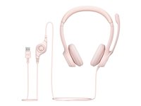 Logitech H390 - Headset - på øret - kablet - USB-A - rose 981-001281