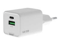 Insmat - Strømforsyningsadapter - 30 Watt - 3 A - PD 3.0, QC 3.0 - 2 output-stikforbindelser (USB, 24 pin USB-C) 530-9300