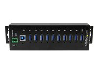 StarTech.com 10-Port USB 3.0 Hub - Metal Industrial USB-A Hub with ESD & Surge Protection - Din Rail, Wall or Desk Mountable - TAA Compliant USB Expander Hub (ST1030USBM) - Hub - 10 x SuperSpeed USB 3.0 - DIN monterbar på skinne - DC strøm - for P/N: ITB20D3250, USB312SAT3CB, USB315CB2M, USBLT1MWS, USBLT2MBR, USBLTM1MBK, USBLTM1MWH ST1030USBM