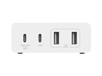 Belkin BoostCharge GaN - Strømforsyningsadapter - 108 Watt - 4 output-stikforbindelser (2 x USB, 2 x USB-C) - hvid WCH010VFWH