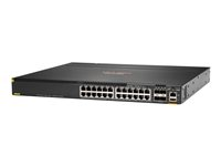 HPE Aruba 6300M - Switch - L3 - Administreret - 24 x 10/100/1000 (PoE+) + 4 x 1 Gigabit/10 Gigabit/25 Gigabit/50 Gigabit SFP56 (uplink/stacking) - front og side til ryg - monterbar på stativ - PoE+ (720 W) JL662A