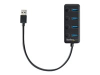 StarTech.com 4 Port USB 3.0 Hub, USB-A to 4x USB 3.0 Type-A with Individual On/Off Port Switches, SuperSpeed 5Gbps USB 3.1/USB 3.2 Gen 1, USB Bus Powered, Portable, 9.8" Attached Cable - Windows/macOS/Linux (HB30A4AIB) - Hub - 4 x USB 3.1 Gen 1 - desktop - for P/N: HB30C4AIB HB30A4AIB