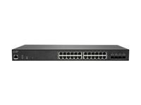SonicWall Switch SWS14-24FPOE - Switch - Administreret - 24 x 10/100/1000 (PoE+) + 4 x 10 Gigabit SFP+ - monterbar på stativ - PoE+ (410 W) - sælges ikke, demo 02-SSC-4870