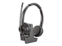Poly Savi 8220 - Savi 8200 series - headset - på øret - DECT / Bluetooth - trådløs - USB-A via Bluetooth adapter - sort - Zoom Certified, UC-certificeret 8D3F2AA#ABB