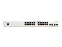 Cisco Catalyst 1200-24P-4X - Switch - L3 - smart - 24 x 10/100/1000 (PoE+) + 4 x 10Gb Ethernet SFP+ - monterbar på stativ - PoE+ (195 W) C1200-24P-4X