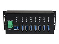 StarTech.com 7-Port USB 3.0 Hub - Metal Industrial USB-A Hub with ESD Protection & 350W Surge Protection - Din Rail, Wall or Desk Mountable - TAA Compliant USB Expander Hub (ST7300USBME) - Hub - 7 x SuperSpeed USB 3.0 - DIN monterbar på skinne, væg-monterbar - DC strøm - for P/N: ITB20D3250, USB312SAT3CB, USB315CB2M, USBLT1MWS, USBLT2MBR, USBLTM1MBK, USBLTM1MWH ST7300USBME